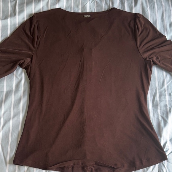 Calvin Klein Brown Button-Front V-Neck Top - Picture 4 of 5